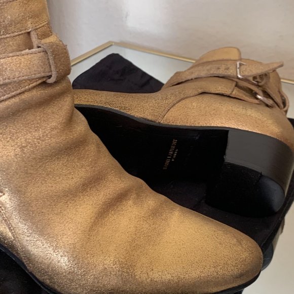 Saint Laurent Metallic Gold Leather Ankle boot 35 - Picture 3 of 4